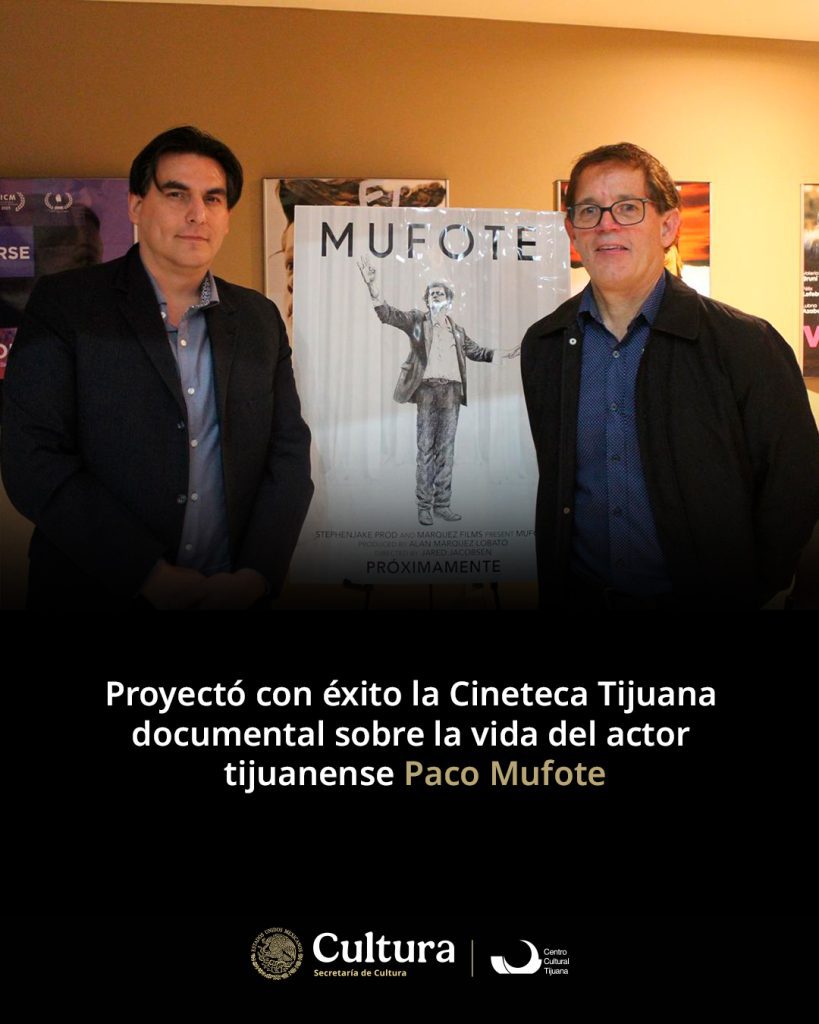 Alan Márquez Lobato y Jared Jacobsen presentando MUFOTE en la Cineteca Tijuana